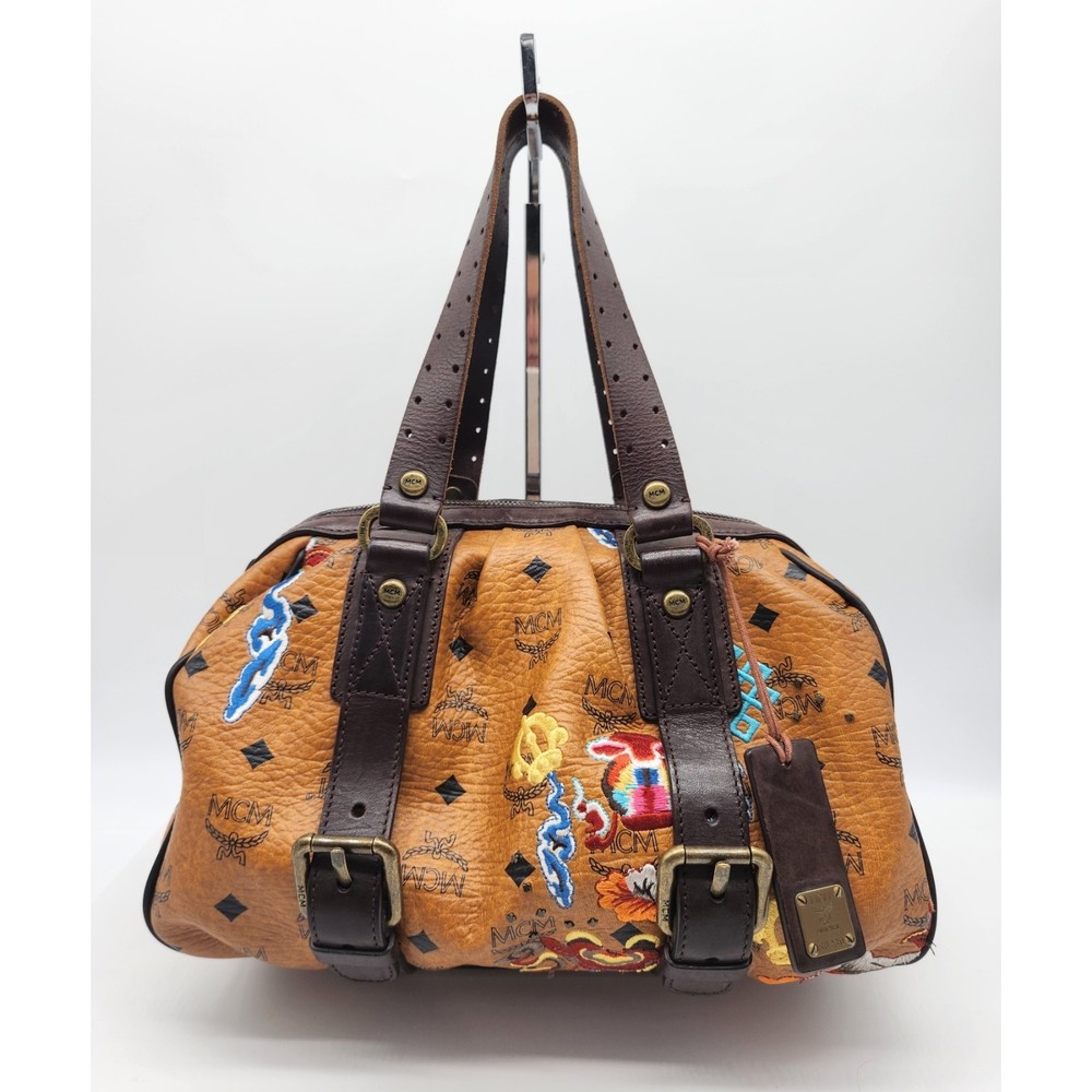 MCM Limited Edition Embroidered Studded Cognac Bag 428MCMXAHF